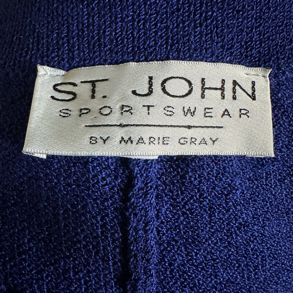 St. John Old $ Sportswear Royal Blue Pleated Knit High Waisted Pants Women’s 10